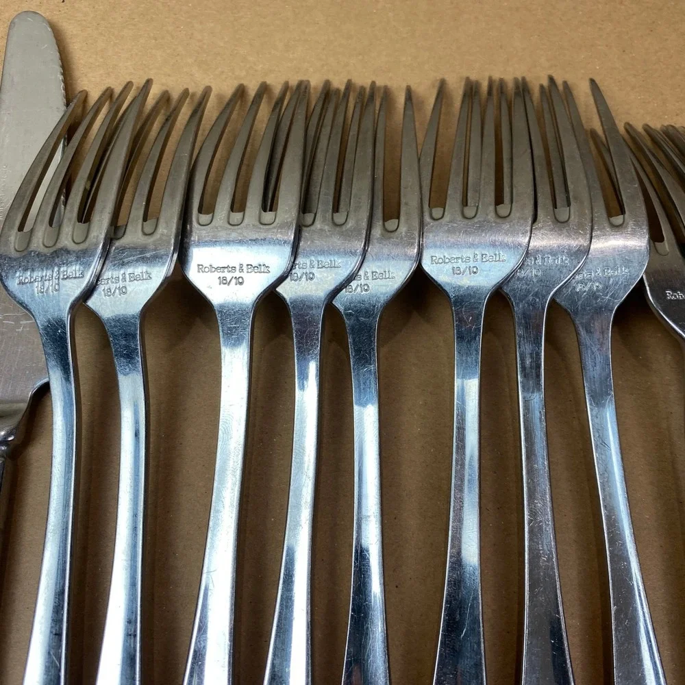 Roberts & Belk 18/10 Stainless Steel Flatware Set 33pc Silver Knives Forks Spoon